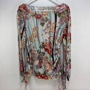 MKM Designs VTG Y2K Womens Fairycore Mesh Top Size L Artsy Whimsygoth